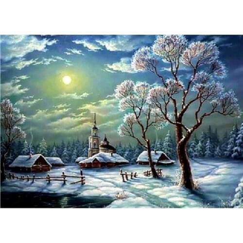 SenyuArt 5D Diamond Painting Embroidery Full Drill Snow Cottage Picture Mosaic Accessories Cross Stitch Kits Paiting Decorations