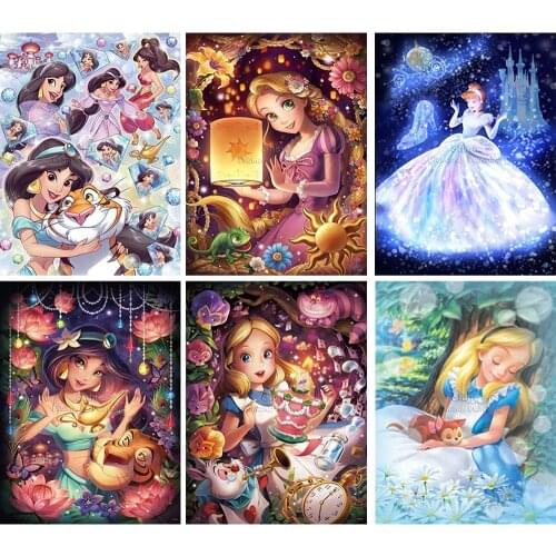Diamond Painting Disney Jasmine Princess Picture 5D DIY Full Drill Mosaic Cartoon Kit Rhinestone Embroidery Art Home Decoration