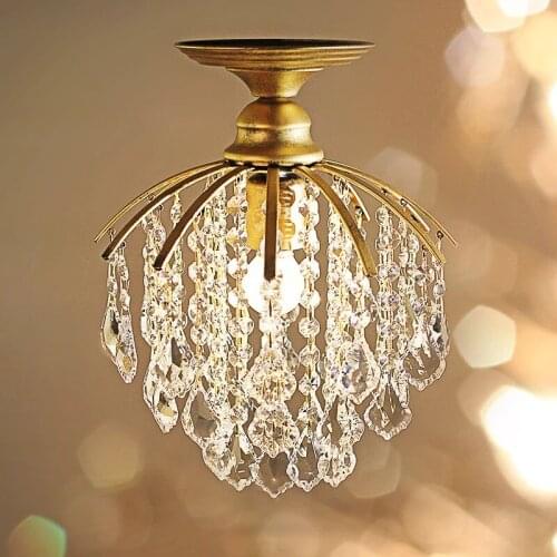 American creative LED crystal pendant dining lamps Bedroom personality aisle lighting European simple flower type ceiling lamps