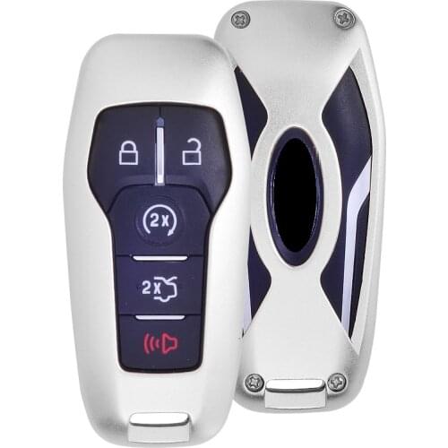 Car Key Cover Case Bag Holder Keychain Aluminum Alloy+Leather for Ford Mustang Explorer Taurus for Lincoln MKc MKx Car Styling