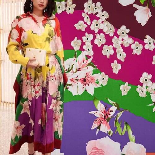 Color Stitching Show Digital Imitation Silk Stretch Satin Fabric For Dress Tissus Au MÈTre Telas Por Metro Ткань Для Шитья Diy