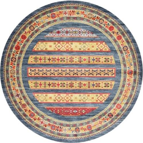 Retro Round Carpet Mandala 120Cm Morocco Persian Rug Bedroom Large Area Rug For Living Room NonSlip Sofa Chair Study Floor Mat