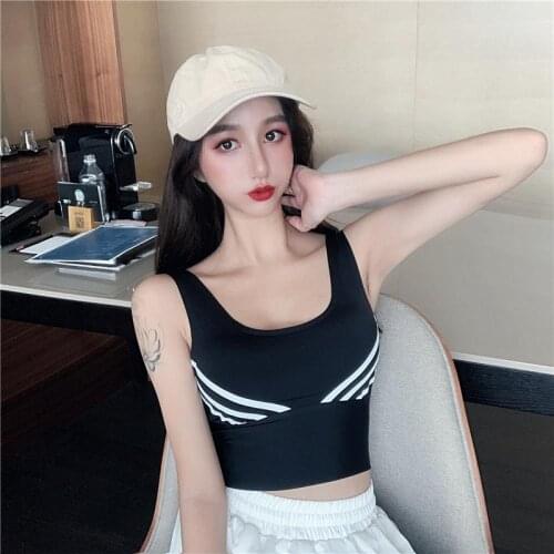 Summer Color Matching Ice Silk Vest Shows The Chest Sports Beautiful Back Comes with A Chest Pad Can Wear Girl Underwear Outside