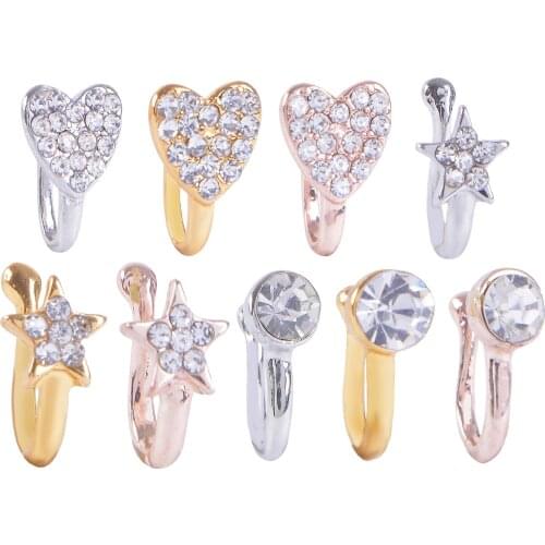 Fashion Charm Crystal Fake Nose Ring No-piercing Nose Clip Lip Hoop Jewelry Fake Jewelry Faux Piercing Nose Hoop Rings