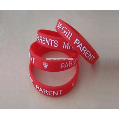 Custom Trendy Fashion Charms Red Wristbands Logo White Embossed Gift Hand Bracelet Women Jewelry Bangle