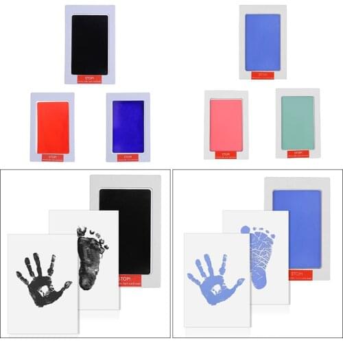 Baby Care Non-Toxic Baby Handprint Footprint Inkpad Kit Casting Newborn Clay Toy Souvenirs Black Ink Pad Infant Clay Toy Gift
