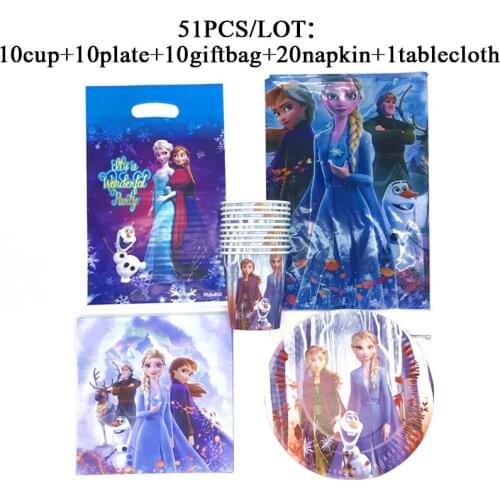 Frozen 2 Birthday Party Sets For Kids Girl Disposable Party Plates Cup Gift Bags Napkin Frozen 2 Theme Home Party Supplies Sets