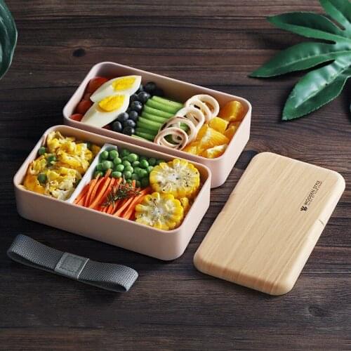 Nordic Ins Style Wooden Bento Box Double Layer Portable LunchBox Kitchen Leakproof Food Container With Cutlery Storage Case