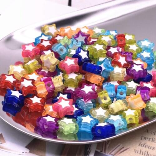 NEW 50pcs Multicolour Five-pointed Star Acrylic Beads Loose Spacer Beads for Jewelry Making DIY Bracelet Accessories