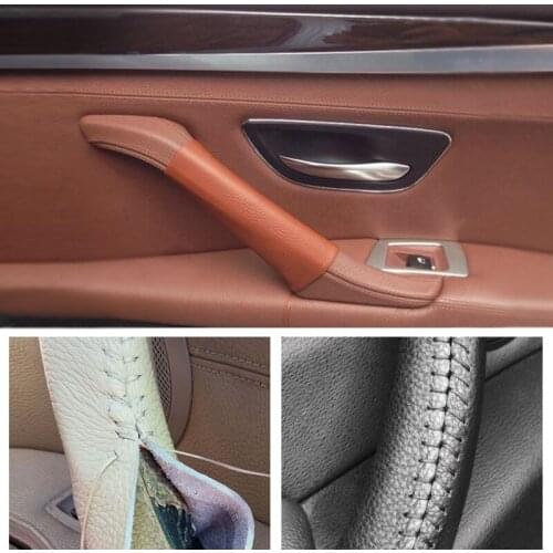 Cow Leather Hand Sewing Door Handle Cover Decoration Trim For BMW 5 Series F10 F18 2011 2012 2013 2014 2015 2016 2017