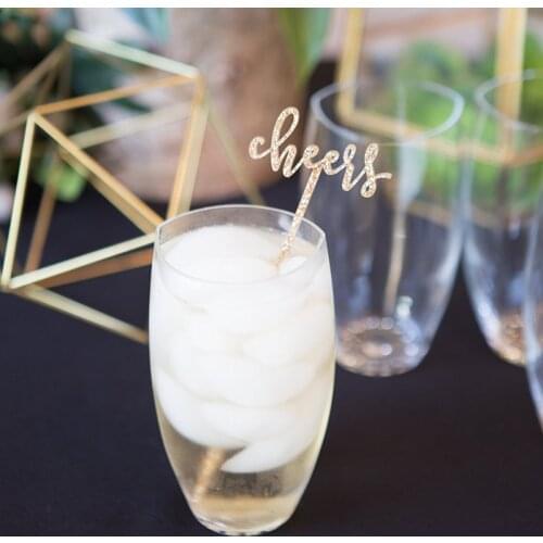 Party Stir Sticks "Cheers" Glitter Wedding, Engagement Bachelorette Bridal Wedding Drink Stirrer Bar Party Decor Glitter