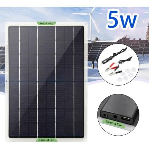Universal High Efficiency 12V 10W 5W Portable Solar Power Panel Car Battery Charger Marine Boat Outdoor Auto Charger Backup