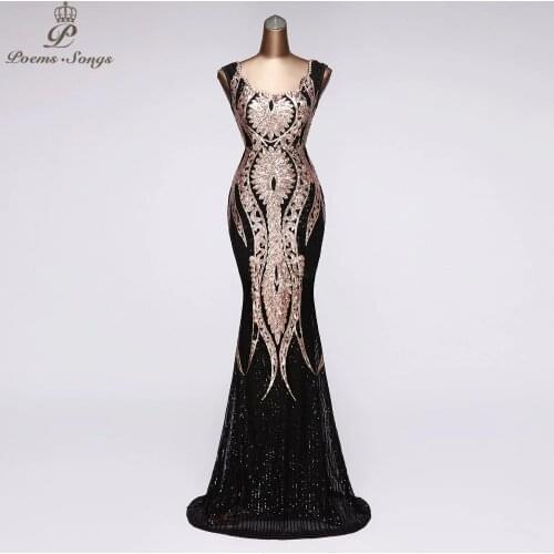 Real photos Elegant Sequins Mermaid Evening dress vestidos Beautiful party dresses prom dresses robe de soiree