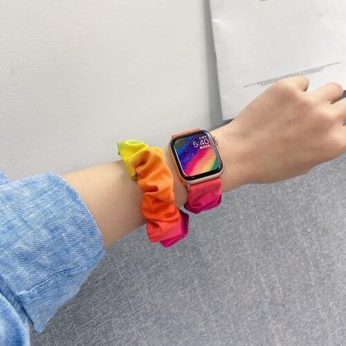 Elastic Scrunchie Fabric Strap for Apple Watch Band 40mm 44mm Bracelet Loop for iwatch Series 1 2 3 4 5 6 SE 38mm 42mm Correa