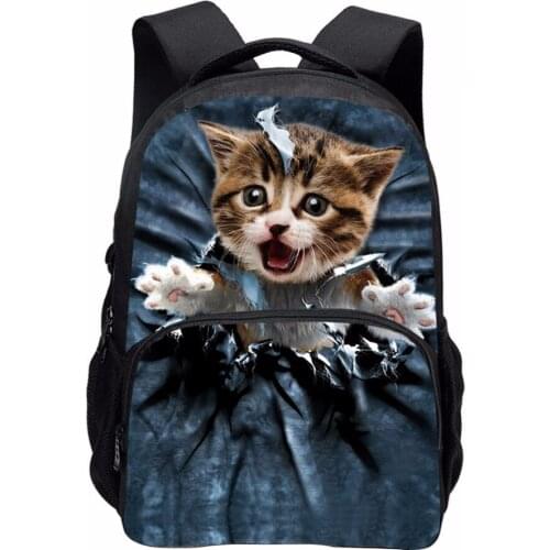 Animal 3D Prints School Backpack Naughty Cat Dog Pattern Teenager Girl School Bookpack Men Women High-capacity Travel Rucksack