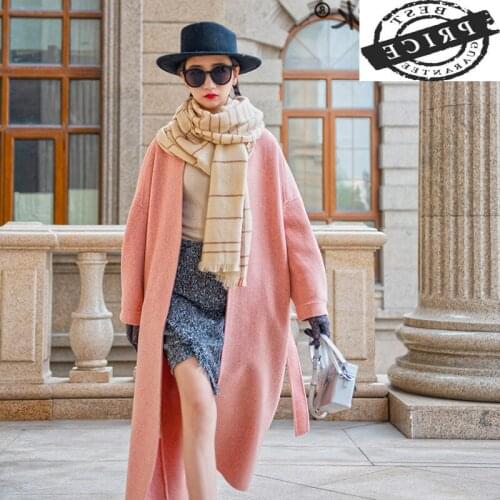 Wool Coat Female Plus Size Winter Woman Coats 2021 Fashion Ladies Long Woolen Jackst + Belt Elegant Autumn Abrigos 1a0a