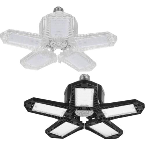 Foldable Garage Light Household 8m Radar Sensing Ceiling Lamp 80W 100W E26/E27 LED Warehouse Light With 5 Luminous Panels