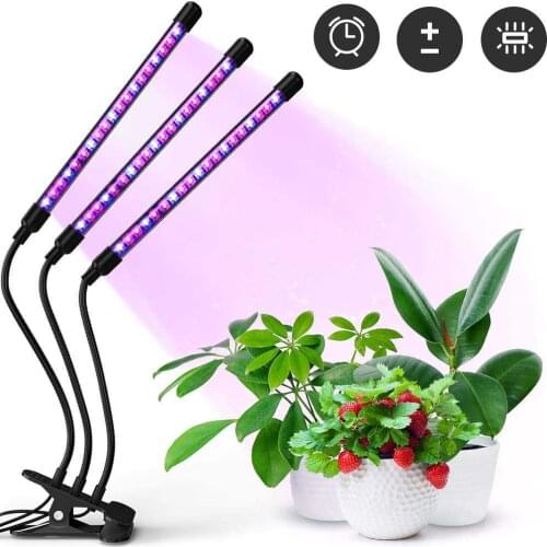 Upgraded Version 18/36W Plant Grow Light,LED Grow Lamp with 3/6/12H Timer,3-Head Divide Control Adjustable Gooseneck Function