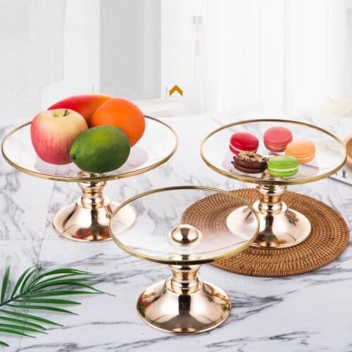 Creative Crystal Glass Round Fruit Plate Living Room Coffee Table Fruit Plate Transparent Cake Dessert Candy Plate Home Decor