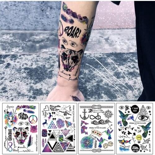 Men Fake Waterproof Temporary Tattoos Stickers Body Art Back Bull Skull Eye Animal cool Stuff Sleeve Transfer tattoo Sticker