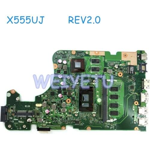 X555UJ 4G RAM With I5/I7CPU Motherboard REV2.0 For ASUS X555UB X555UJ X555U Laptop Mainboard 90NB0AG0-R01000 Tested Working