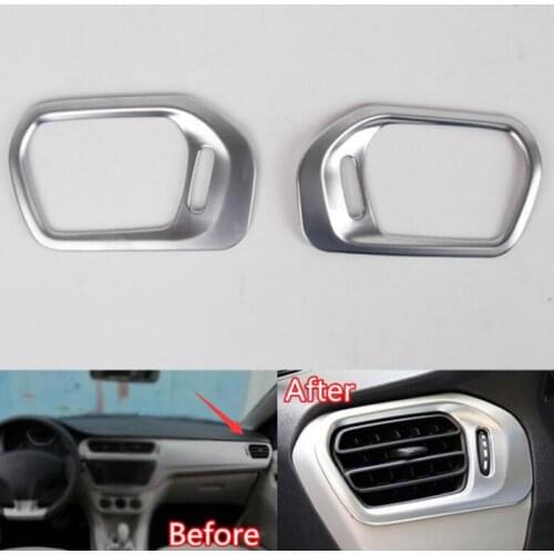 YAQUICKA 2Pcs/set Car Interior Front Side Air Conditioner Vent Trim Frame Sequins Styling For Citroen Elysee 2014 2015 ABS Matte