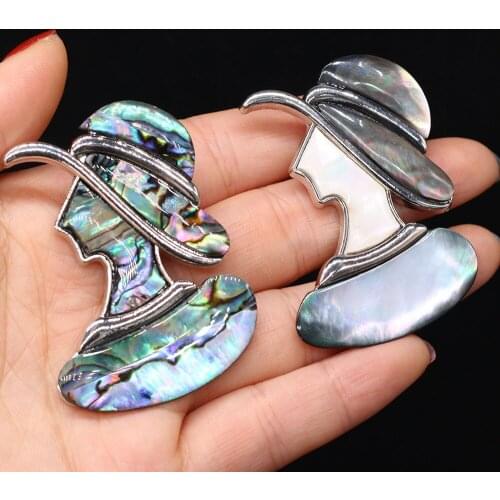 Womens Brooch Natural Shell Beauty Avatar For Jewelry Making DIY Necklace Pendant Clothes Shirts Accessory