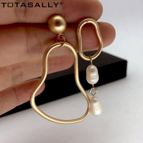 Totasally Top Fashion Womens Earrings Trendy Irregular Alloy Simulated Pearl Statement Earring Accessories pendientes