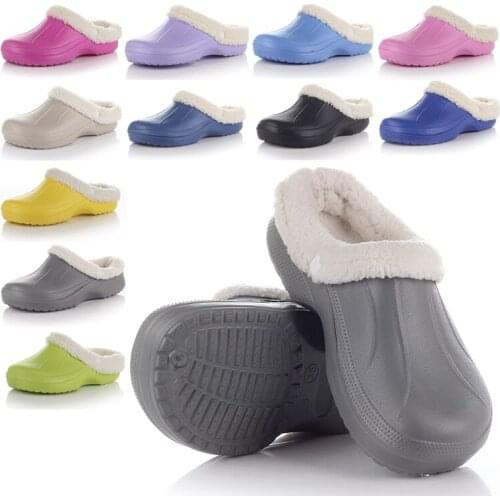 1 Pair Men Eco Slip-on Warm Winter Fur Garden Shoes Clog Indoor Casual Warm Home Slippers EVA Flat Clog Footwear High Quantity