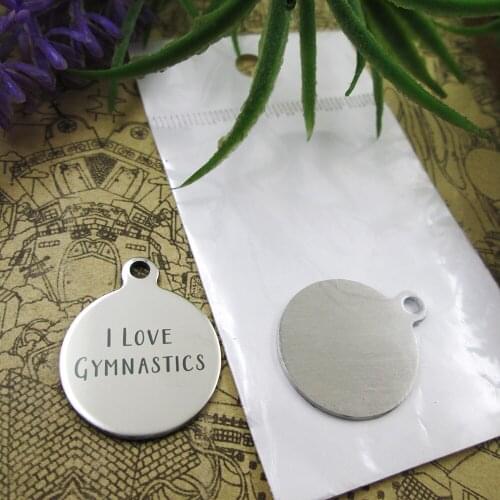 20pcs--"I Love Gymnastics"stainless steel charms 5 styles for choosing DIY Charms for necklace bracelets