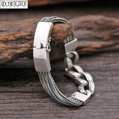 100% 925 Siilver Braided Chain Bracelet Vintage 925 Sterling Man Bracelet Thailand Silver Fashion Bracelet