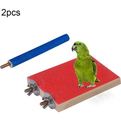2Pcs Pet Bird Parrot Stand Platform Perches Paw Grinding Rod Cage Chew Toys Bird Hamster Cage Accessories Supplies