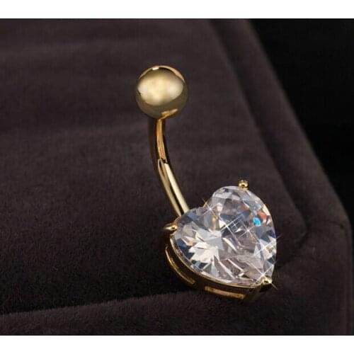 30pcs CZ Heart Shape Navel Belly Ring Button Bar Body Piercing Jewelry Free Shipping