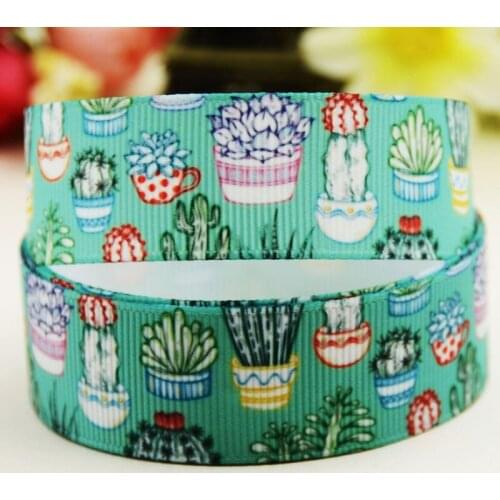 22mm 25mm 38mm 75mm Ruban satin Succulent plants printed Grosgrain Ribbon Hair Accessories party decoration 10 Yards X-02674