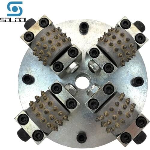 8 Inch/200mm 45Pins Bush Hammer Disc 4 Rollers for Marble Granite Concrete Stone Grinding Wheel Hand Polishing Machine Accessory