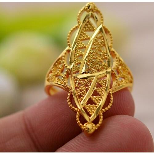 Annayoyo Jewelry African Vintage Rings for Unisex Gold Color Wedding Bands Jewelry African Arab Party Accessories