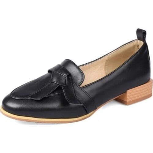 BLXQPYT Loafers for Women Casual Shoes Black Pump Slip-on Party Wedding Office Ladies Chaussures Femme Plus Size 30-48 8803