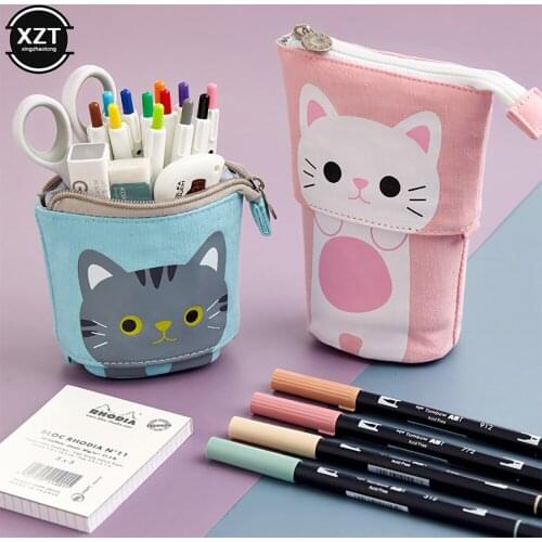 Flexible Big Cat Pencil Case Fabric Quality School Supplies Stationery Gift School Cute Pencil Box Pencilcase Pencil Bag