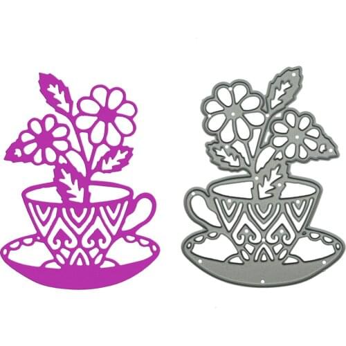 Flower In a Cup Pattern Scrapbooking Metal Cutting Dies Invitation Card Album Decorating Craft Paper Cutter Mold