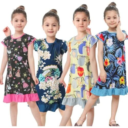 Kids Dresses for Girls Summer Dress for 2-10Years Children Princess Dress Floral Unicorn Dresses Kids Clothes Summer Wears