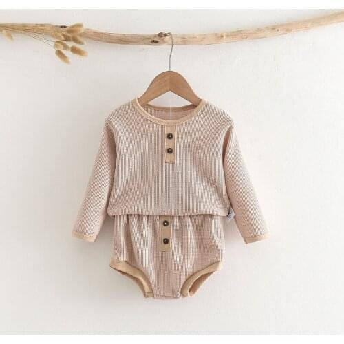 Baby Suit 2021 Spring Mens and Womens Baby Cotton Suit Long Sleeve Fleece and Shorts Baby Homewear