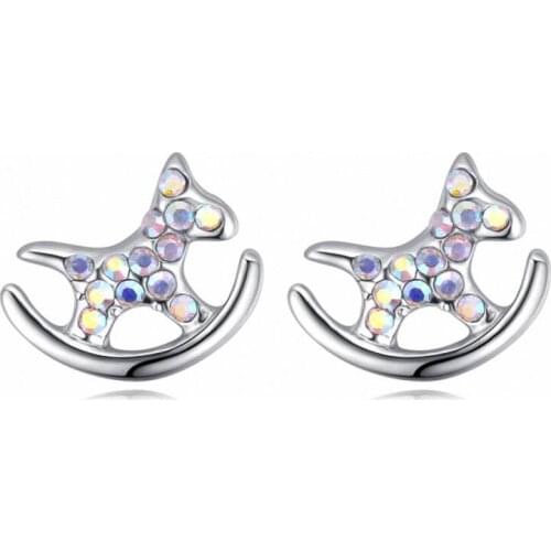 TRACYSWING Brand Real Austrian Crystals Fashion Trojan trendy Dangle Earrings For Women Gift White Gold Color #TW131727