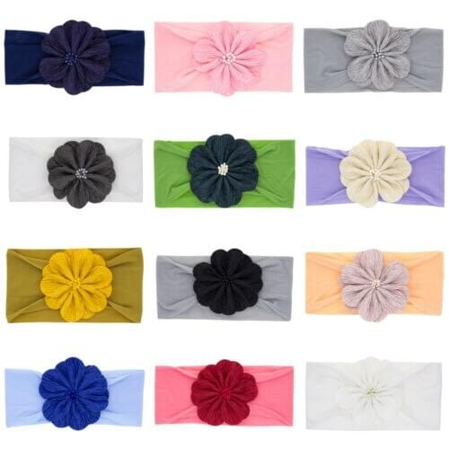 Newborn Headband Cotton Elastic Baby Print Floral Hair Band Girls Flower Bow
