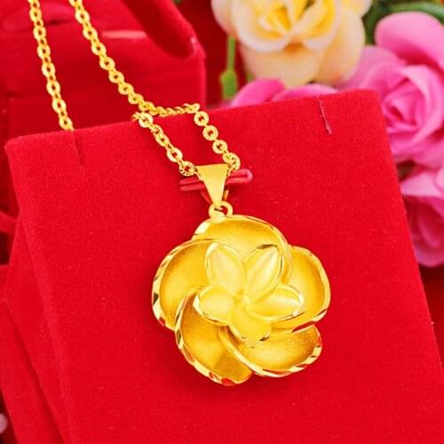 Exquisite Carved Flower Pendant Muslim Necklace for Girls Islam Accessories Turkish Gold Necklace Women Clavicle Jewelry Gifts