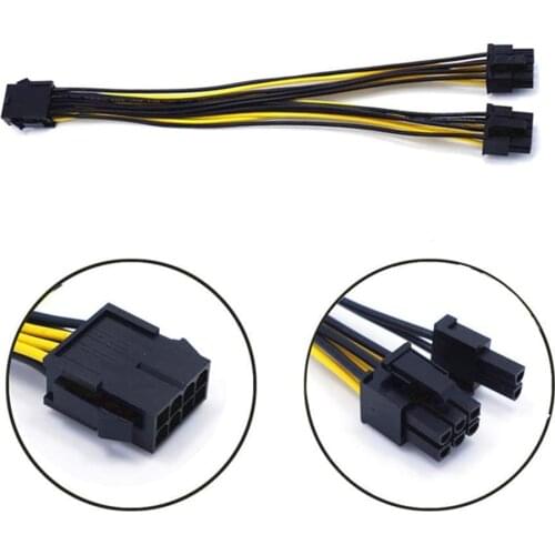 8Pin to 2X 8 Pin (6+2) Power Splitter Cable for PCIE PCI Express Image Card Y - Splitter Extension Cable
