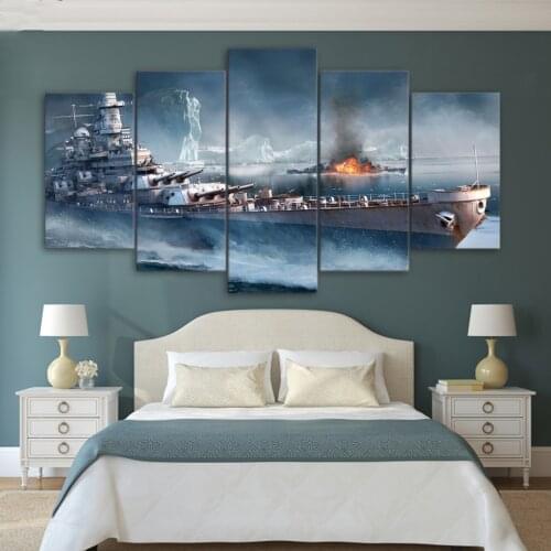 Painting For Living Room Home Decor Cuadros 5 Panel World Of Warships Print Modular Pictures Poster Frame High Quality Canvas