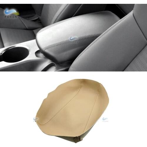 For Hyundai Genesis 2009 2010 2011 2012 2013 2014 Car Microfiber Leather Center Control Lid Armrest Box Cover Sticker Trim Beige