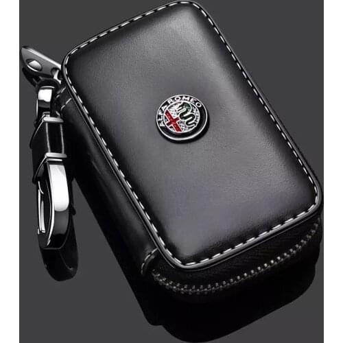 For Alfa Romeo Giulia Giulietta Stelvio 159 940 952 949 Car Accessories Leather Car Logo Key Case Cover Shell Holder