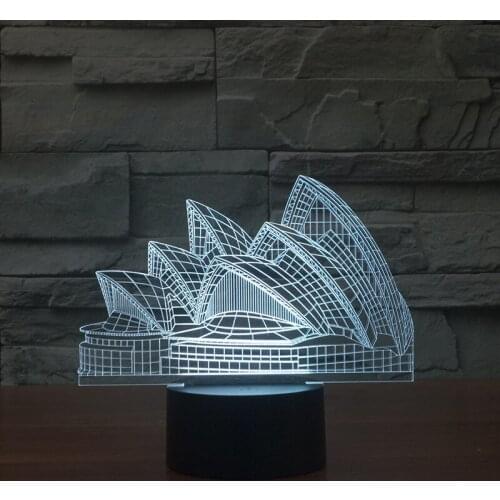 Creative Products Sydney Opera House 3d Lamp Acrylic Stereo Energy Saving Ambient Table Lamps For Living Room Lighting