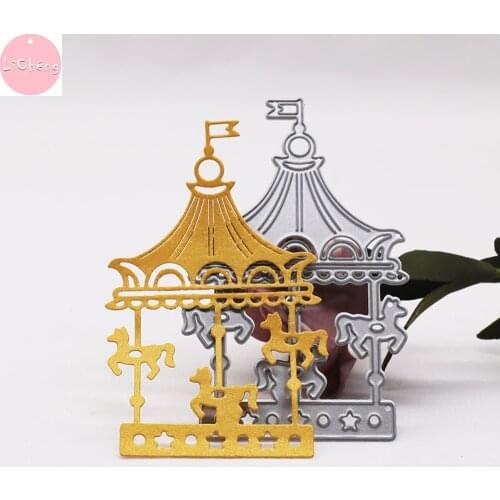 Merry-go-round Cutting Dies Scrapbooking Clear Stamps Craft Scrapbooking Slimline Card Die Cuts for Cards Making Molds Stencils